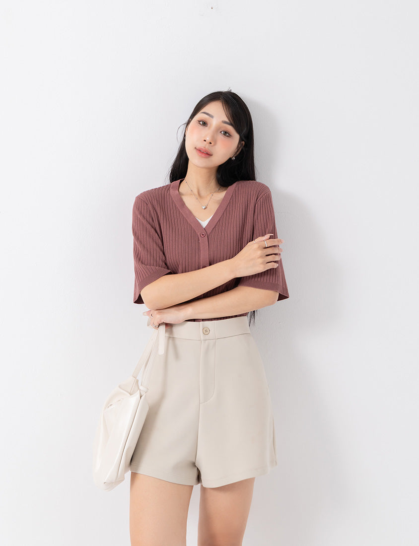 MISS. Minimal Faux Two-Piece Button-Front Knit Plus Size Top
