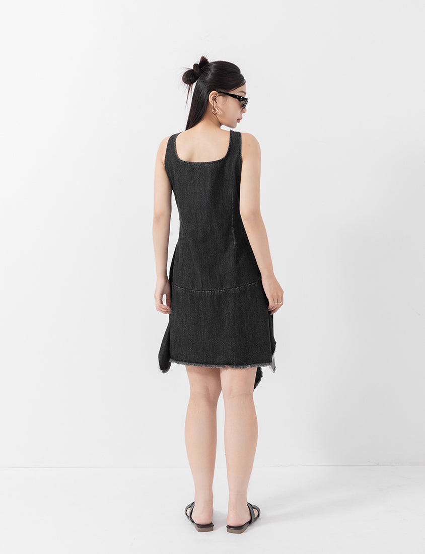 MUA! Asymmetrical Panel Slim Fit Denim Plus Size Dress