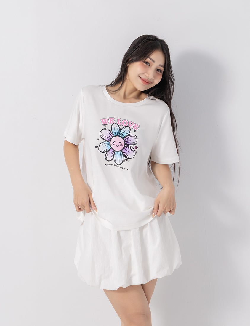 3D Gradient Floral Print Plus Size Tee
