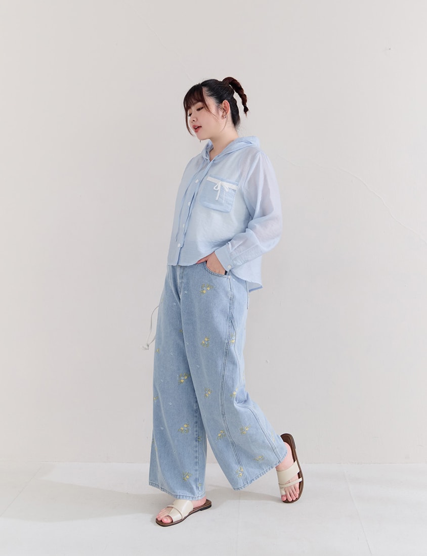 Cute Bow Pocket Sheer Hooded Plus Size Jacket