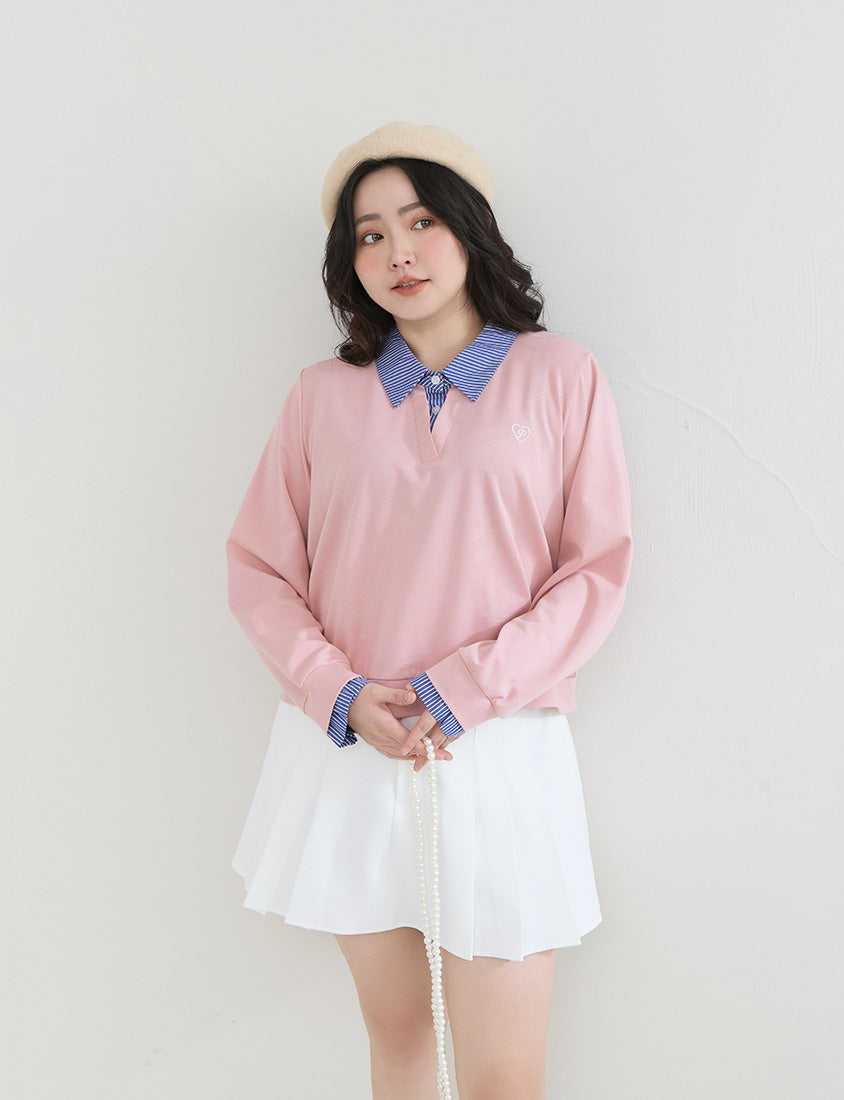 Heart Logo Faux Two Piece Plus Size Sweatshirt