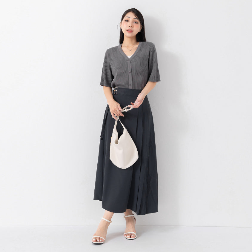 MISS. Minimal Faux Two-Piece Button-Front Knit Plus Size Top