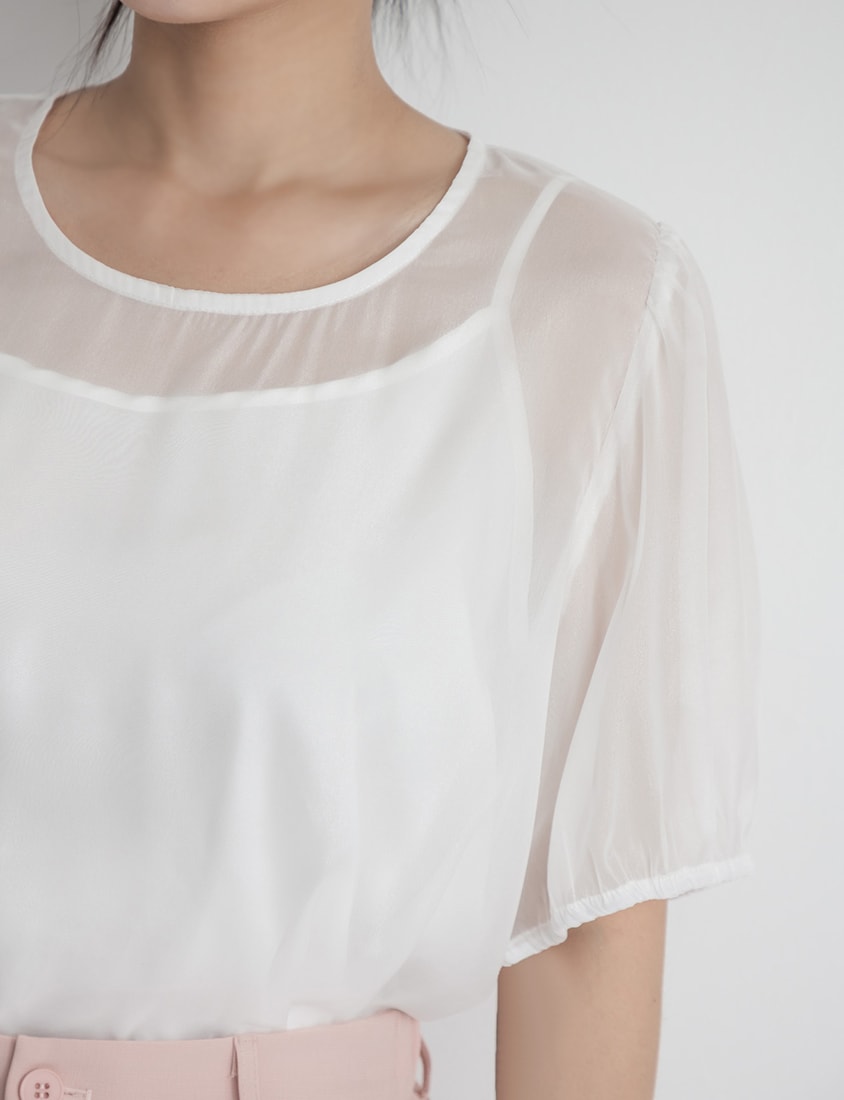 MISS. Elegant Two-Piece Sheer Plus Size Top (With Tie)