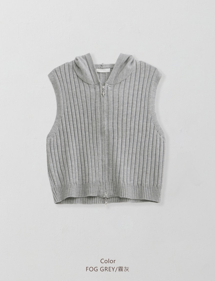 Double-Zip Hooded Plus Size Knit Vest