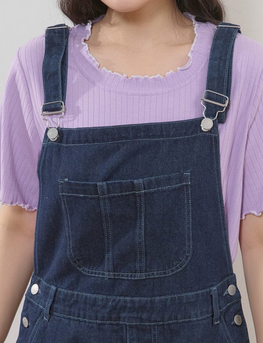 Playful Adjustable Denim Plus Size Overall Skirt