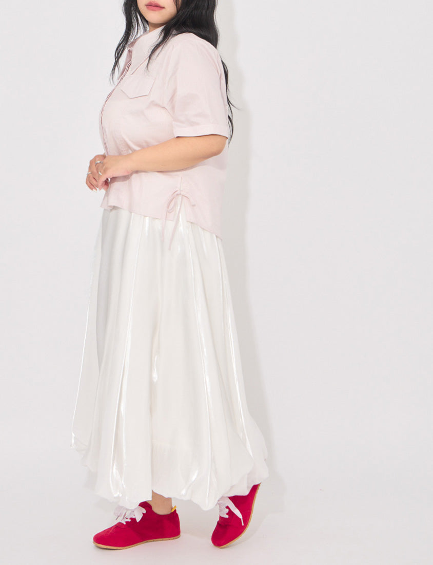 MORE U Airy Glossy Plus Size Bubble Skirt