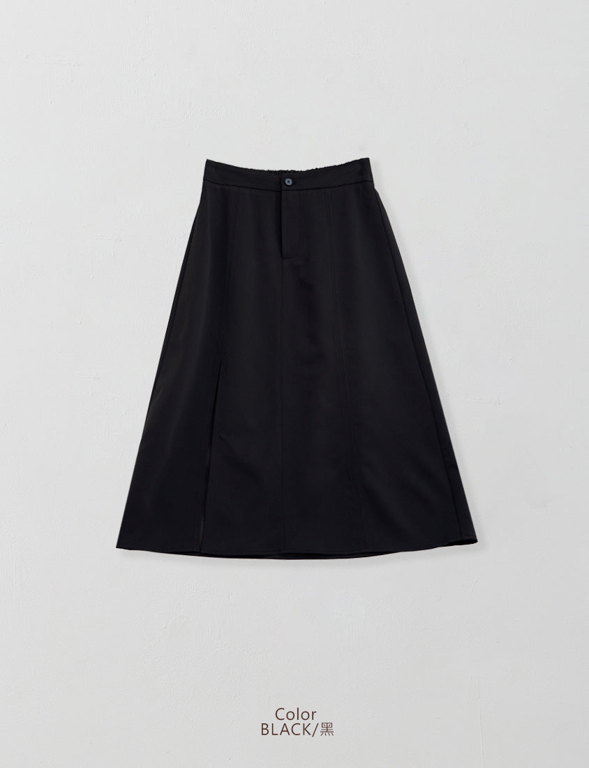 MISS. Silky Cool V-Waist Slit Tailored Plus Size Maxi Skirt