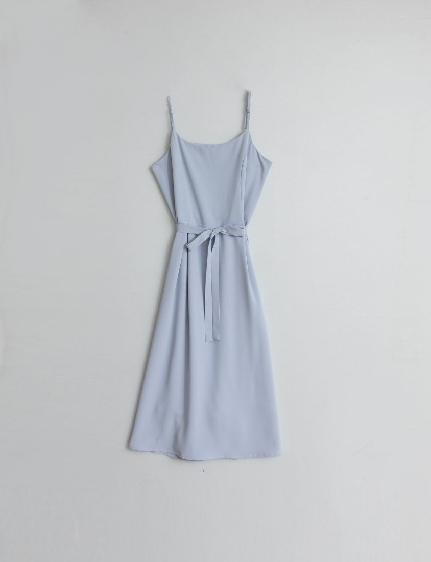 MISS. Silky Cool Refined Cami Strap Plus Size Maxi Dress (With Waist Belt)