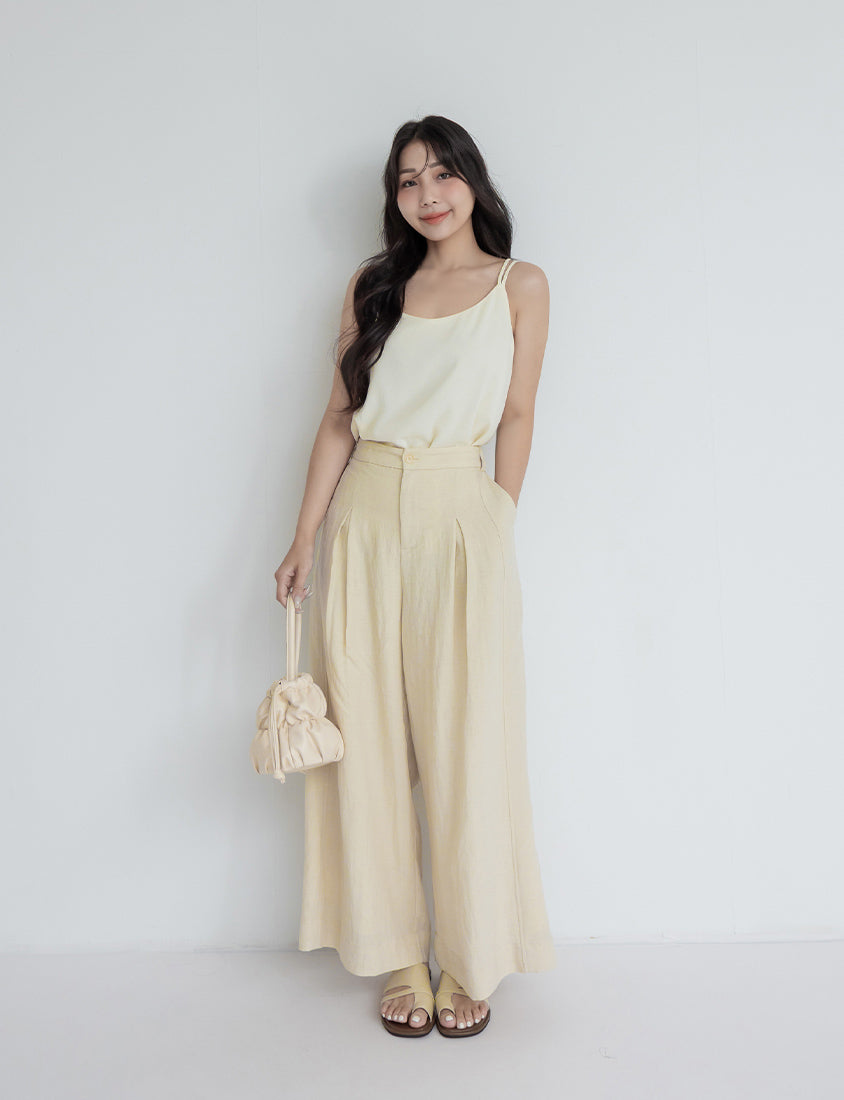 MISS. Tencel Linen Cropped Plus Size Tailored Pants