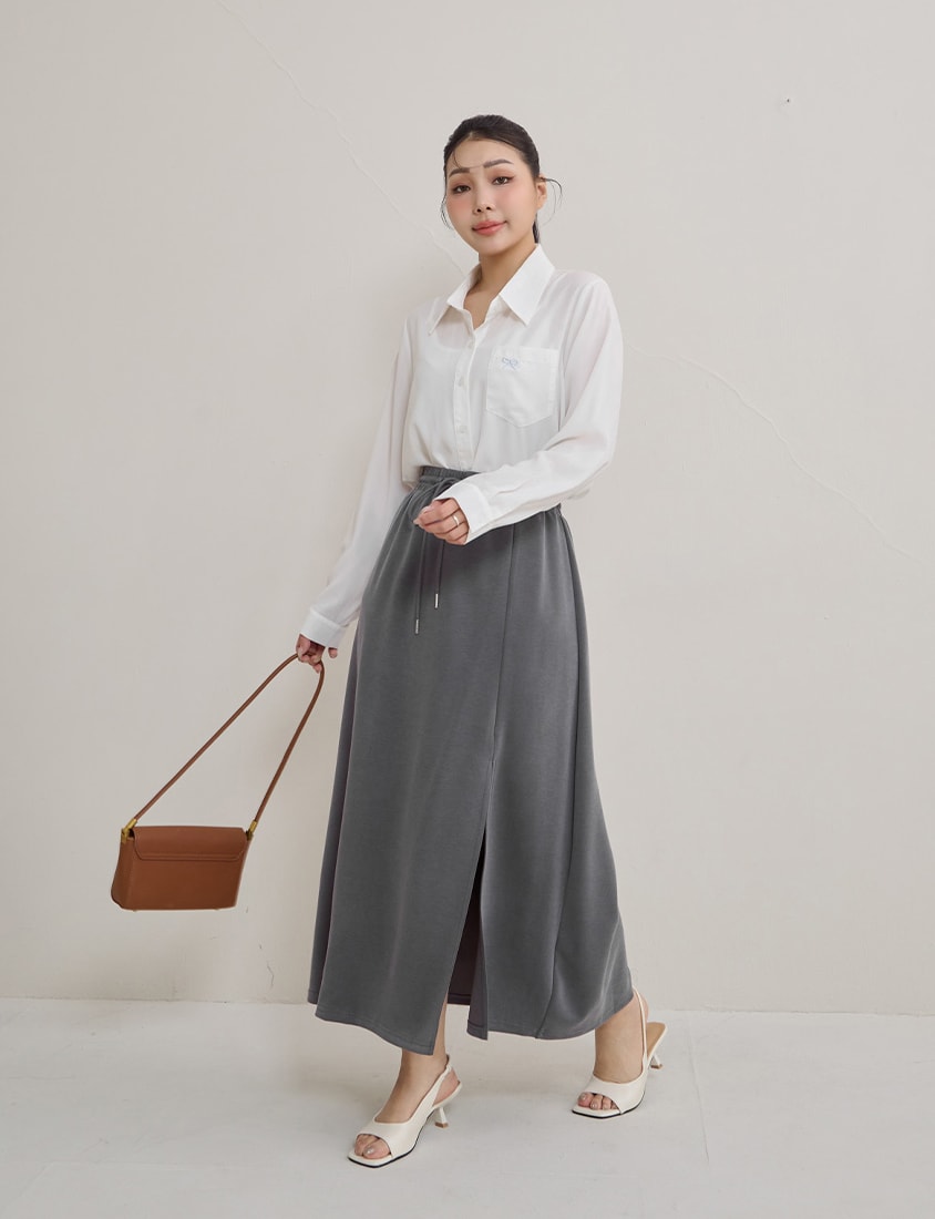 Instant Cool Cloud Cotton Slit A-Line Plus Size Skirt