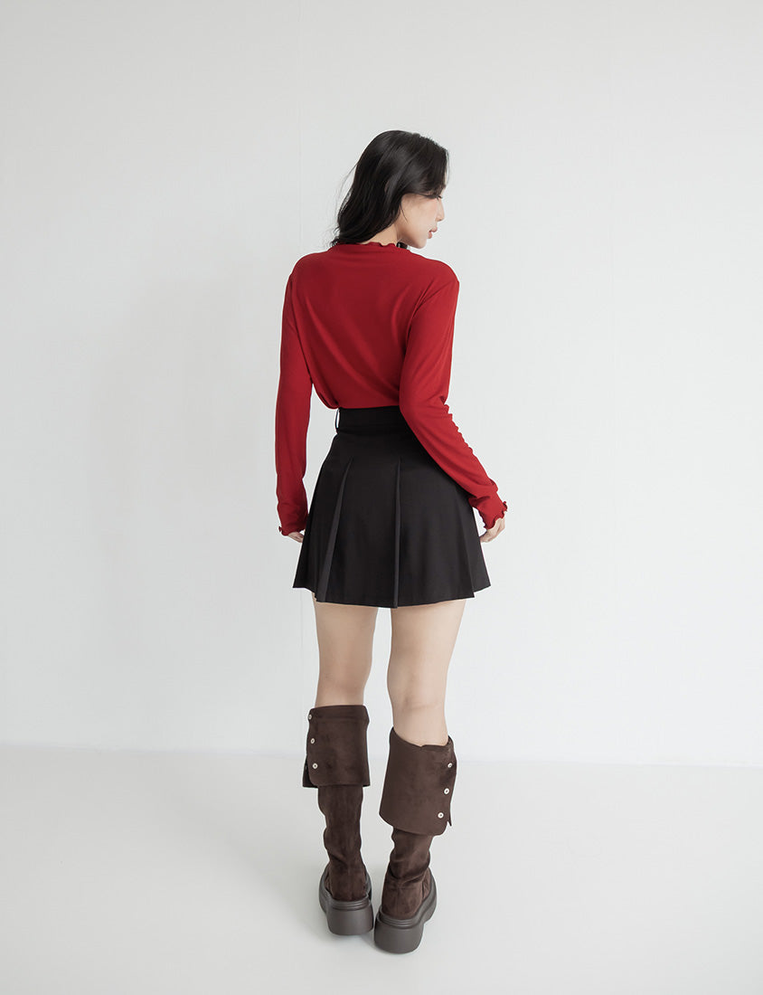 Sweet Preppy Pleated Plus Size Skort