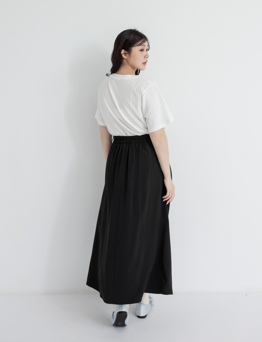 High Waist Double Button Pleated Chiffon Plus Size Skirt