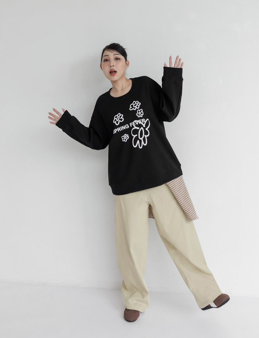 Versatile Twill Back Elastic Plus Size Straight Leg Pants (With Belt)