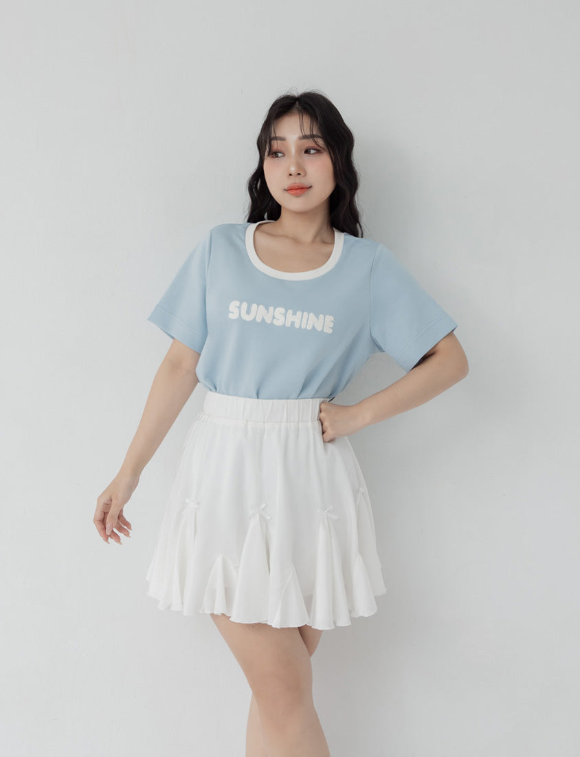 Contrast Fuzzy Embroidery Plus Size Crewneck Tee