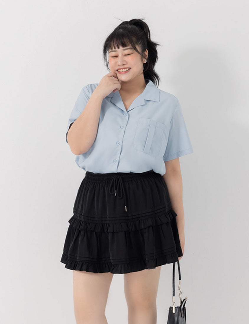Sweet Tiered Puffy Plus Size Mini Skirt