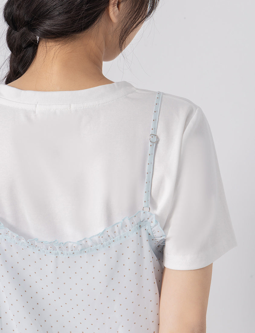 Two-Piece Cute Polka Dot Cami Top Plus Size Set
