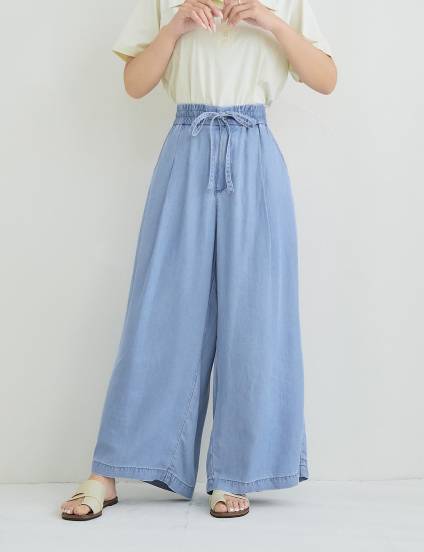 Cooling Lyocell Denim Plus Size Drawstring Pants