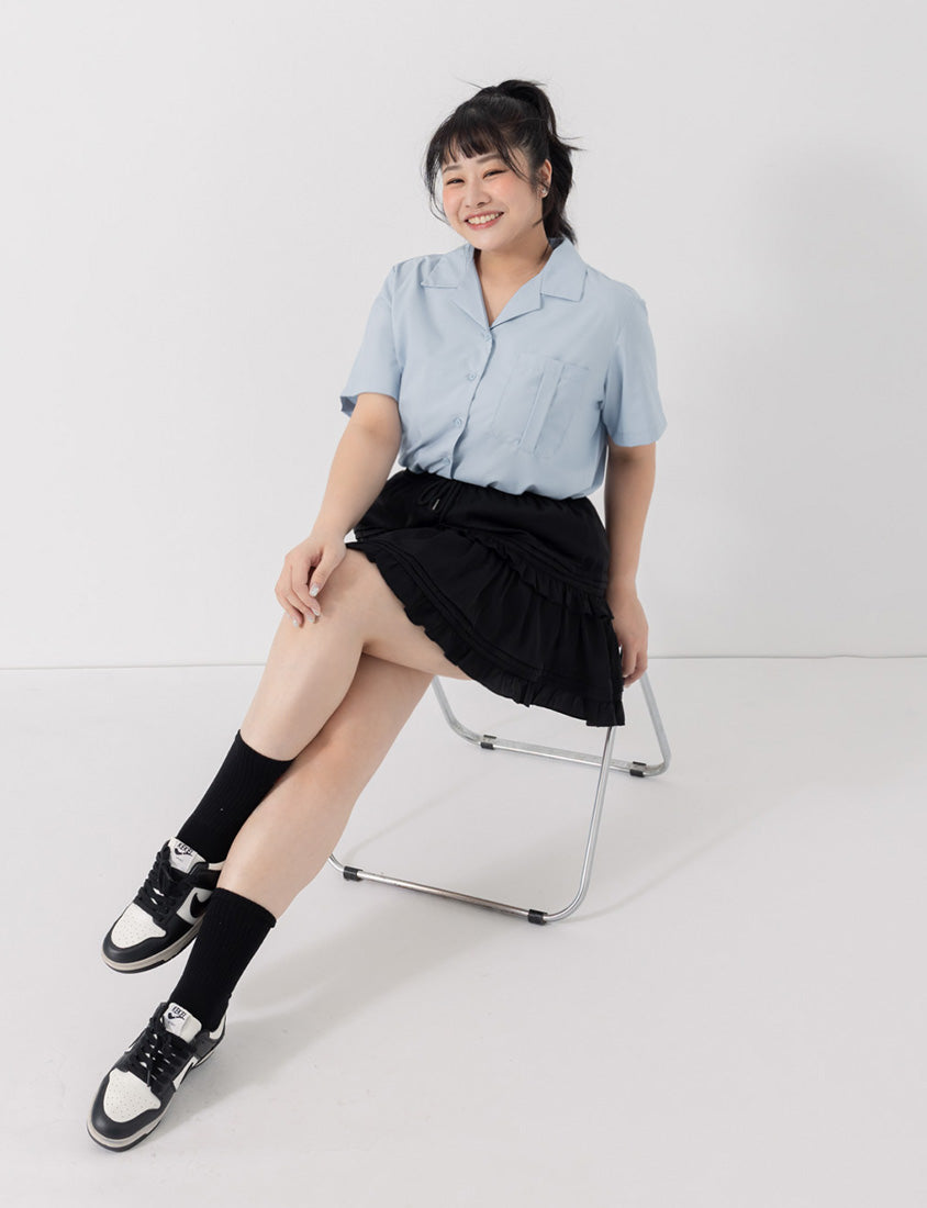Sweet Tiered Puffy Plus Size Mini Skirt