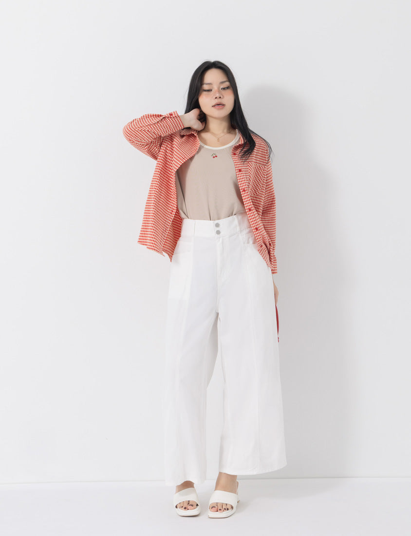 Contrast Cherry Embroidery Crewneck Plus Size Tee