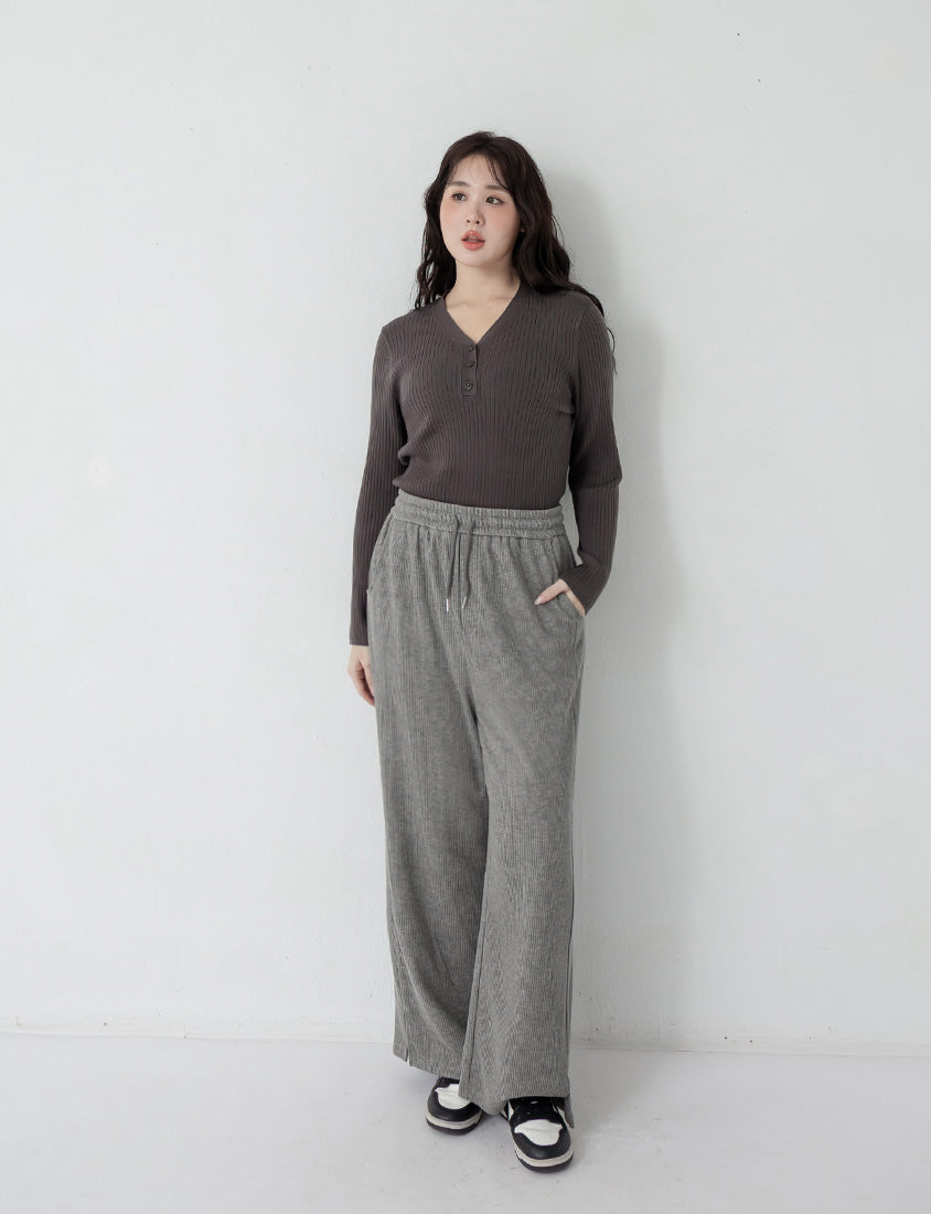 Comfy Slimming Drawstring Fine Plus Size Ribbed Pants