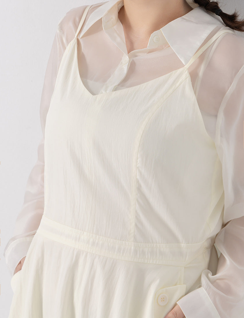 Cute Bubble Hem Adjustable Strap Plus Size Mini Dress