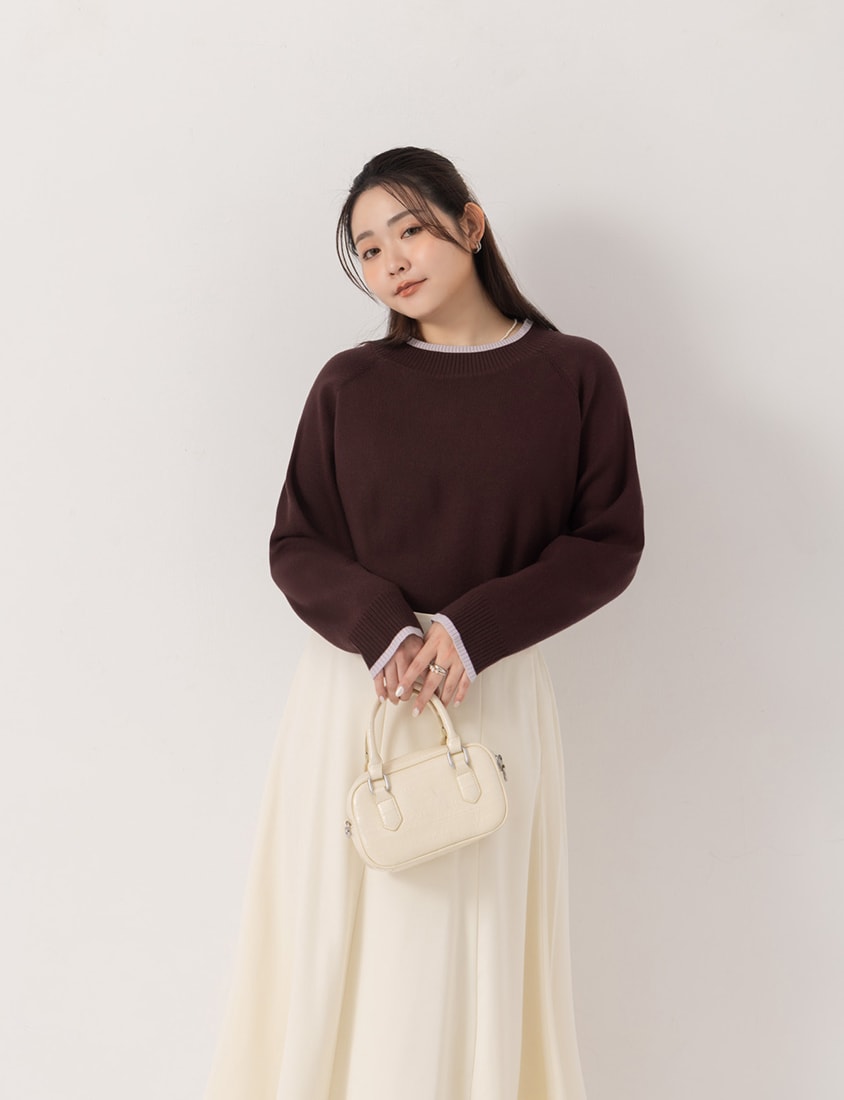MISS. Versatile Round Neck Side Slit Colorblock Plus Size Knit Top