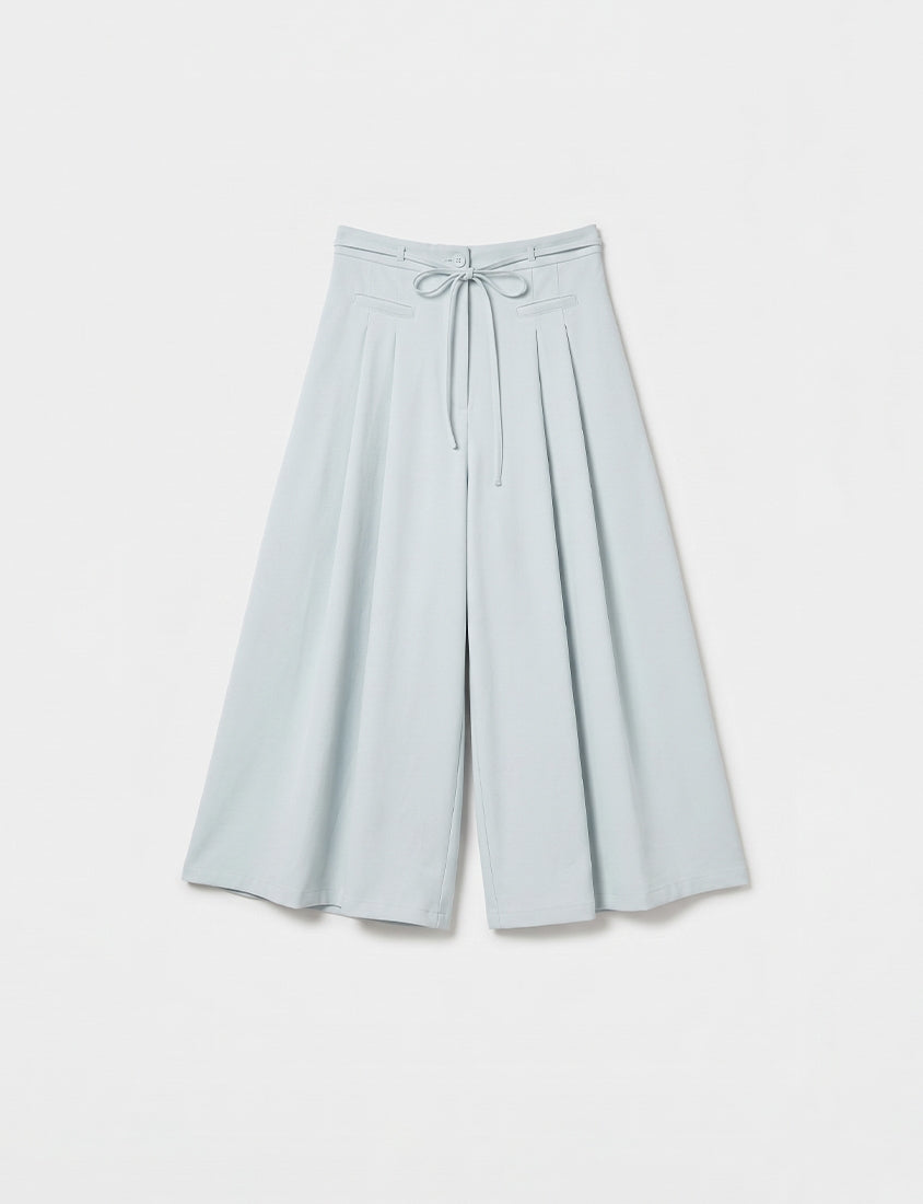 MISS. Pleated Cropped Plus Size Wide Leg Pants (With Waist Tie)
