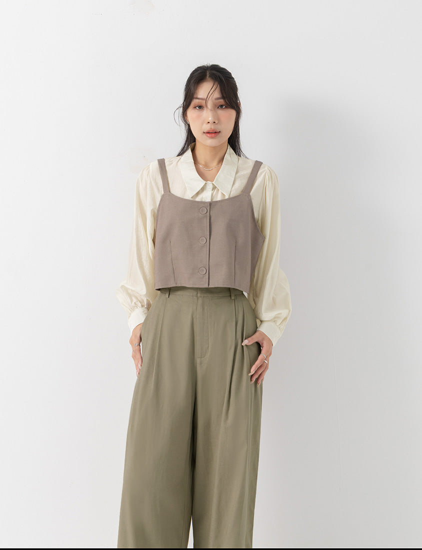 MISS. Elegant Suit Vest Faux Two Piece Plus Size Shirt