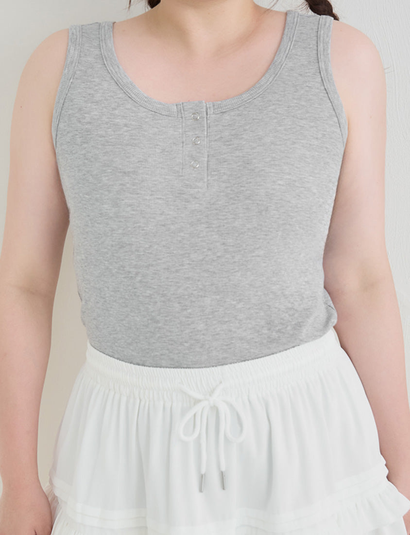 Cooling Lyocell Ribbed Crewneck Plus Size Tank Top
