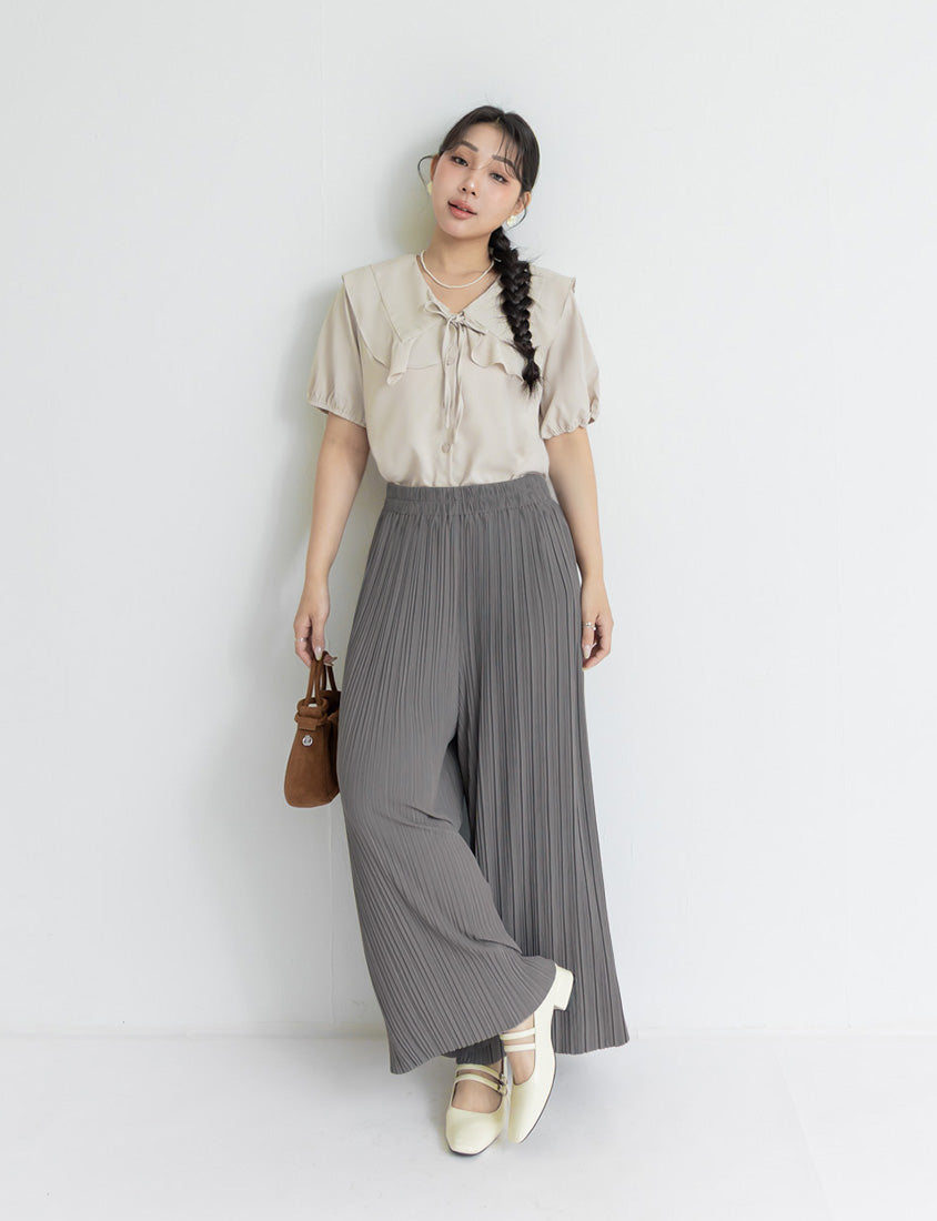 MISS. Ruffle Collar Chiffon Plus Size Shirt