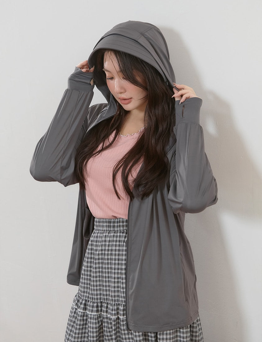 Icy Cooling Detachable Hooded Sun Protection Plus Size Jacket