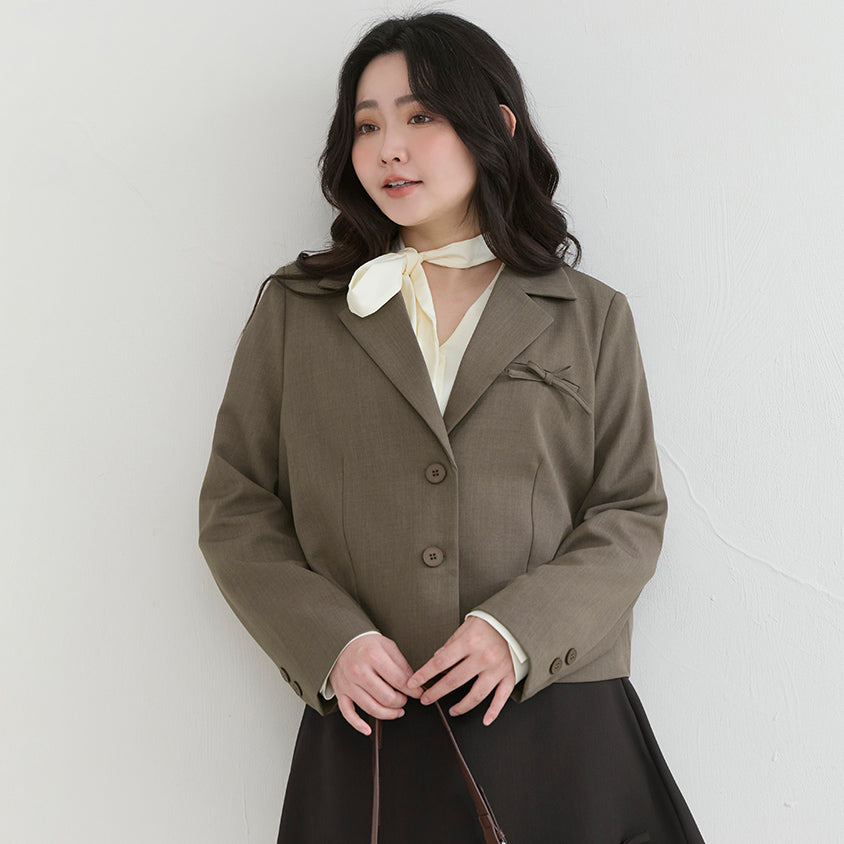 Korean Style Preppy Cropped Plus Size Blazer