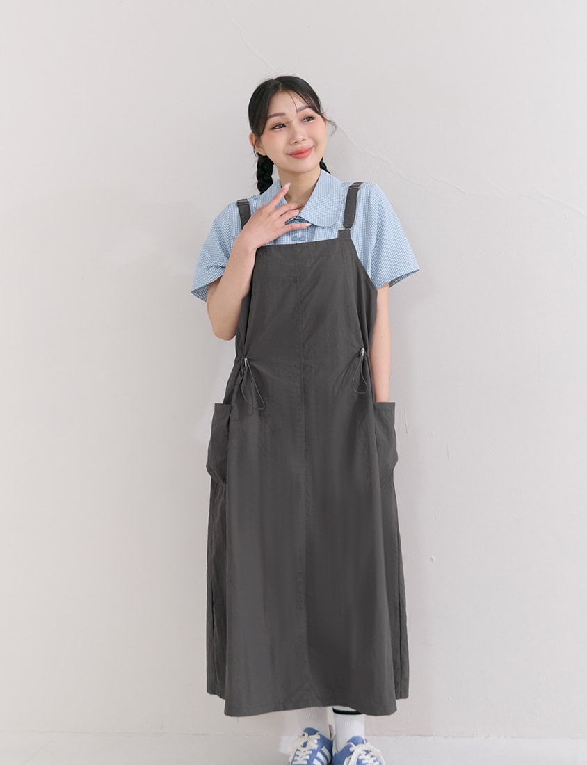 Light Utility Adjustable Strap Plus Size Maxi Dress
