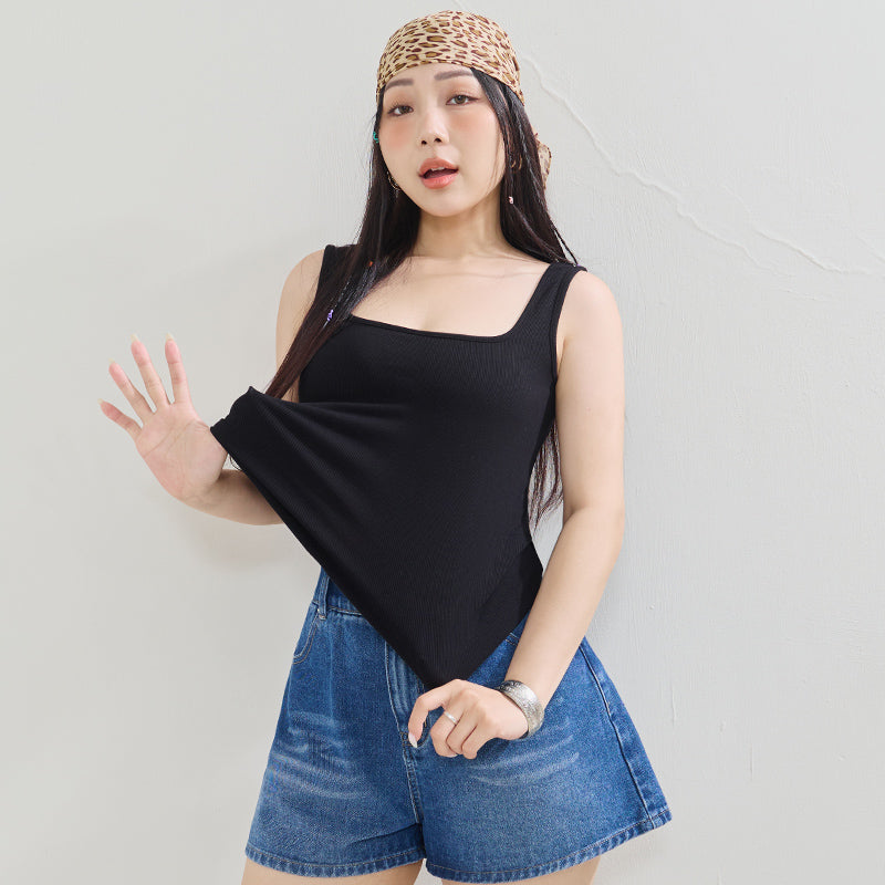 MUA! Sexy Open-Back Square Neck Plus Size Tank Top