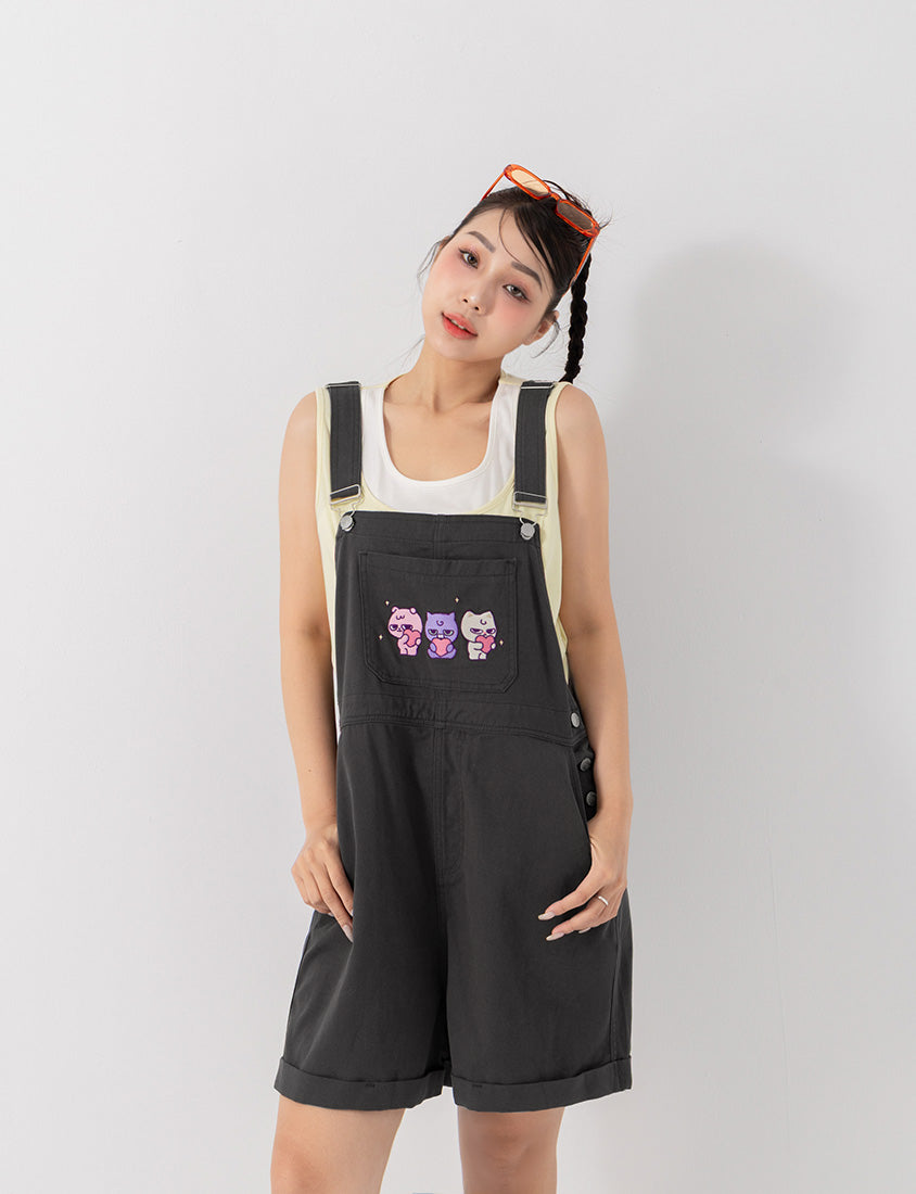 Poly Lulu x UGLY MEWS Collab Plus Size Overall Shorts