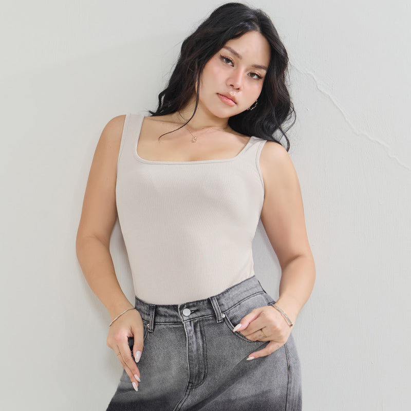 MUA! Sexy Open-Back Square Neck Plus Size Tank Top