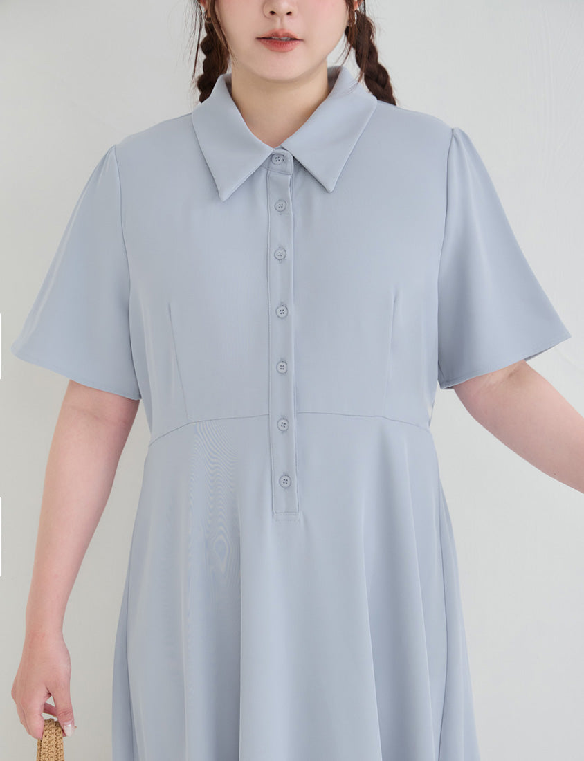 Silky Cool Slim Fit Plus Size Shirt Dress
