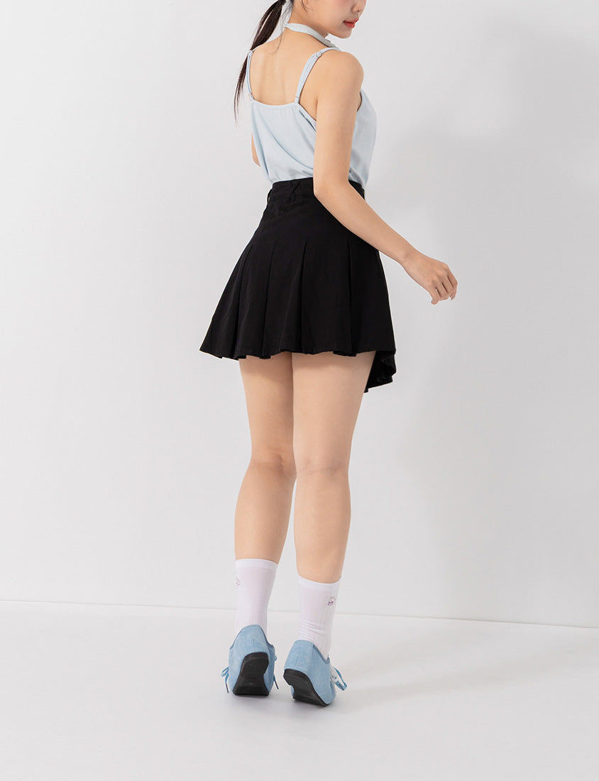 Sweet Summer Twill Pleated Plus Size Mini Skirt