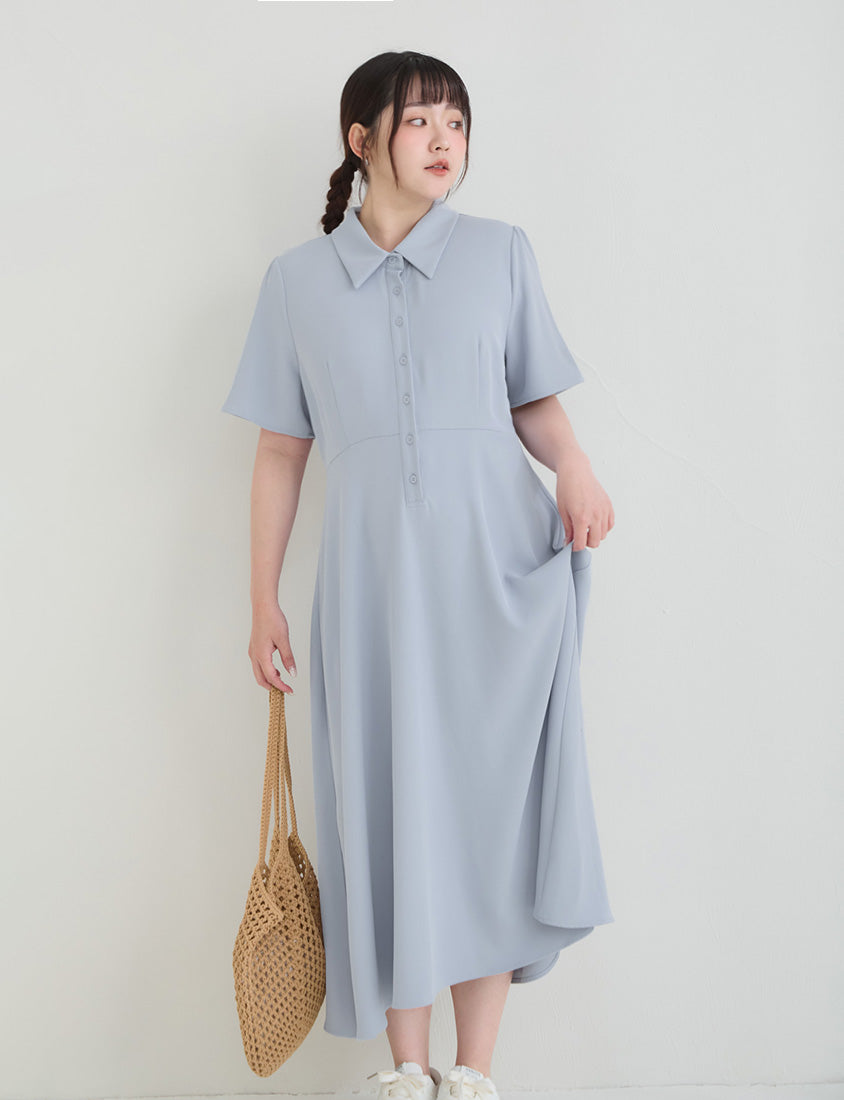 Silky Cool Slim Fit Plus Size Shirt Dress