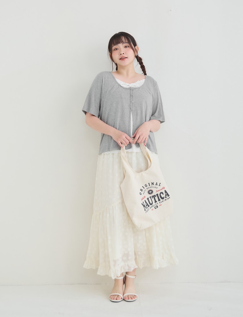 Korean Style Lace Trim Faux Two Piece Plus Size Top