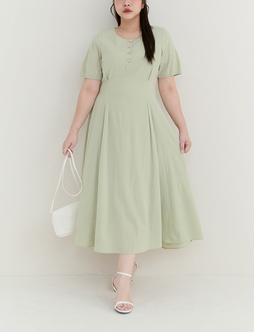 MISS. Elegant Tweed Puff Sleeve Textured Plus Size Maxi Dress