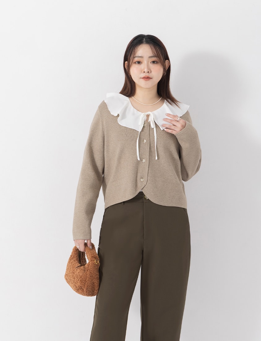 MISS. Boyfriend Style Cropped Cuffed Plus Size Tailored Pants