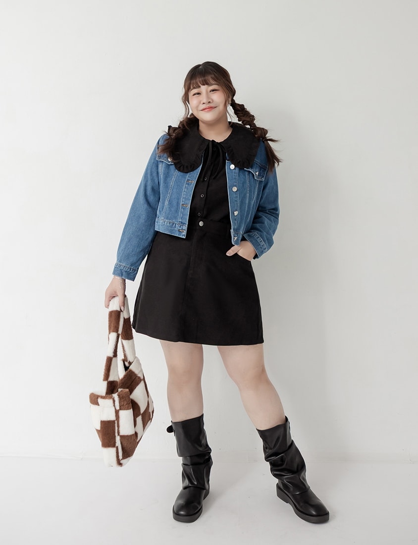 Classic Multi-Color Ruffle Tie Collar Plus Size Shirt