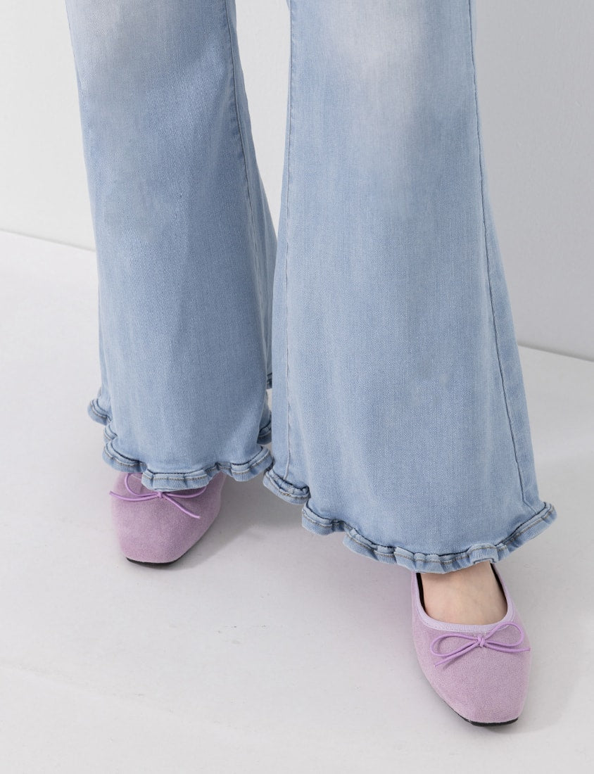 Stretch Ruffle Hem Plus Size Flared Jeans