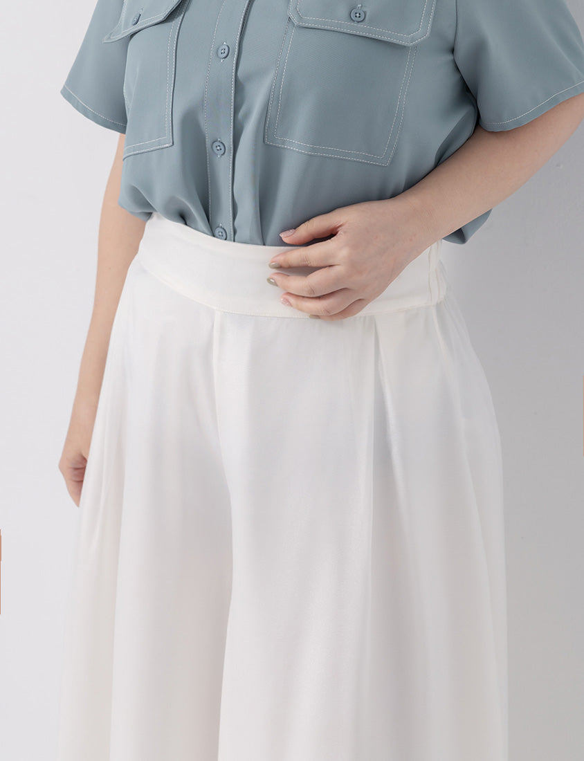 Wide Waistband Ethereal Sheer Plus Size Wide Leg Pants