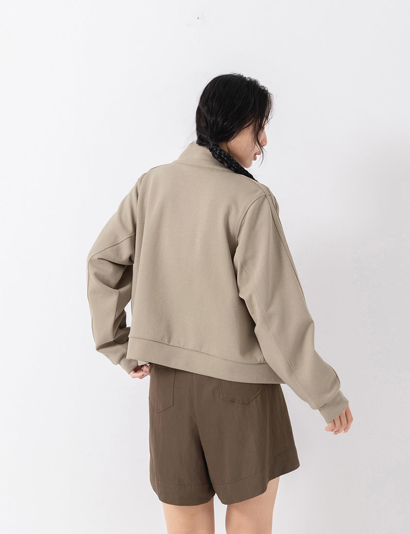 Webbing Contrast Cloud Cotton Cropped Plus Size Jacket