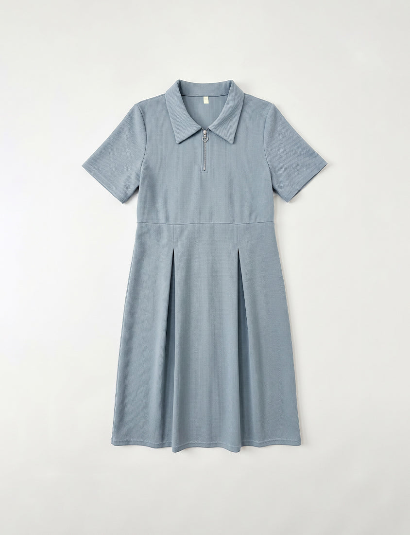 Collared Waffle-Knit Cinched Waist Plus Size Maxi Dress