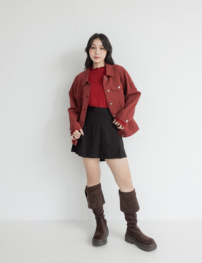 Sweet Preppy Pleated Plus Size Skort