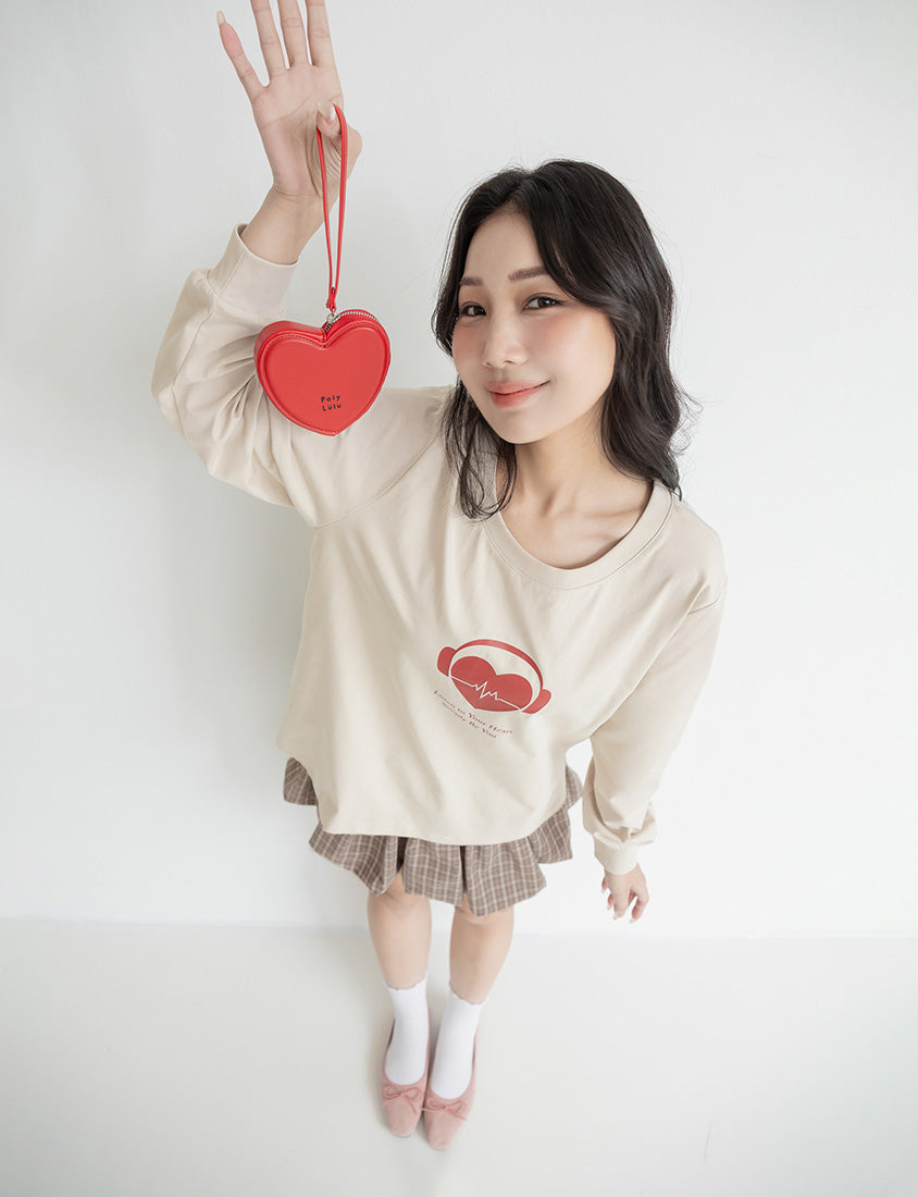 10th Anniversary Heartbeat Graphic Print Plus Size Sweatshirt