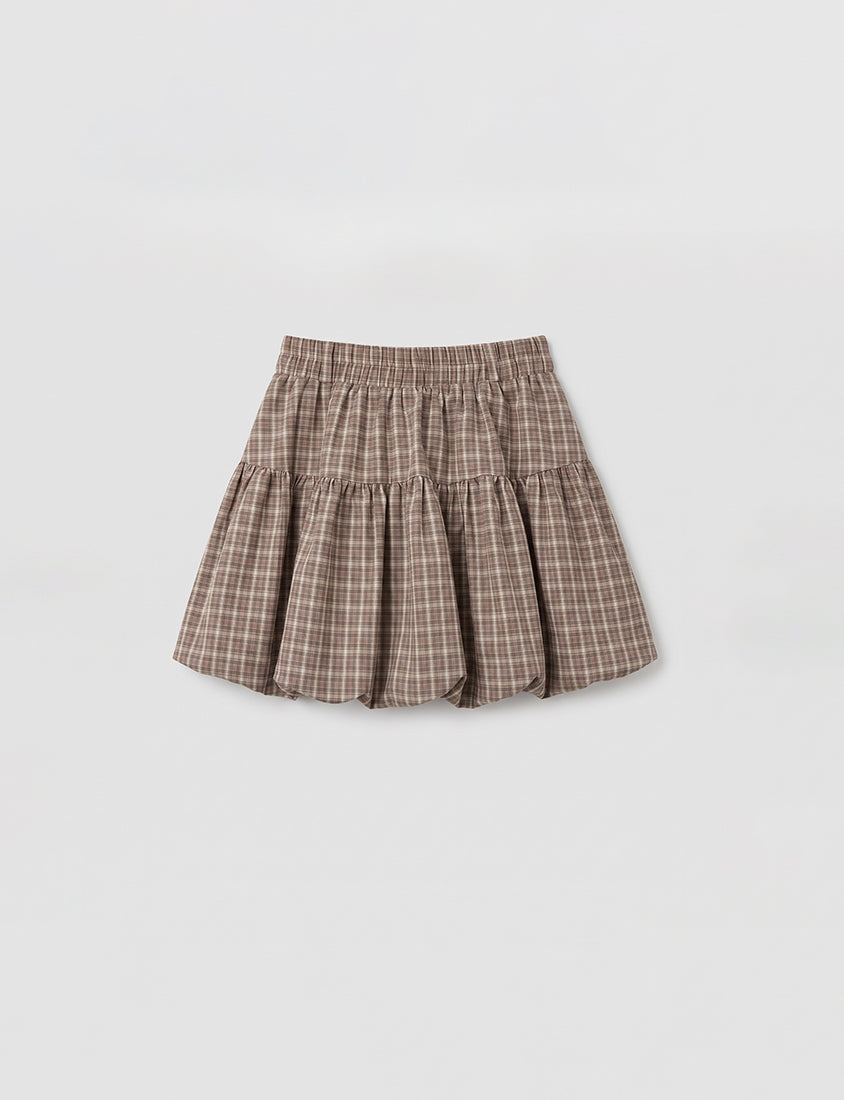 Playful Plaid Balloon Plus Size Mini Skirt